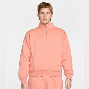 NEW NIKE LARGE TALL SOLO SWOOSH FLEECE QUARTER-ZIP PULLOVER DQ5209-844 APRICOT